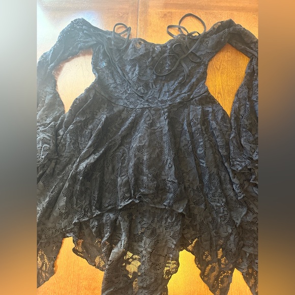 Dolls Kill Widow Black Lace Dress with Long Sleeves - Picture 7 of 7